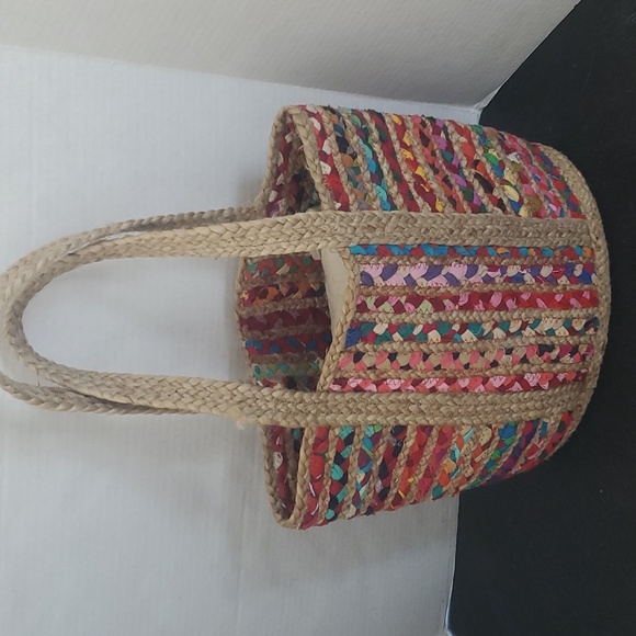 Crochet Multicolor Jute Crochet Tote/Basket Bag made in India - Picture 1 of 6
